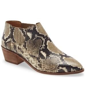 Madewell Sonia Low Leather Snakeskin Chelsea Boot Heather Natural Women Sz 7 NWT